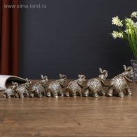 Сувенир полистоун "Семь слонов в попонах с пышным цветком" h-10;9;8;7;6;5;4 см