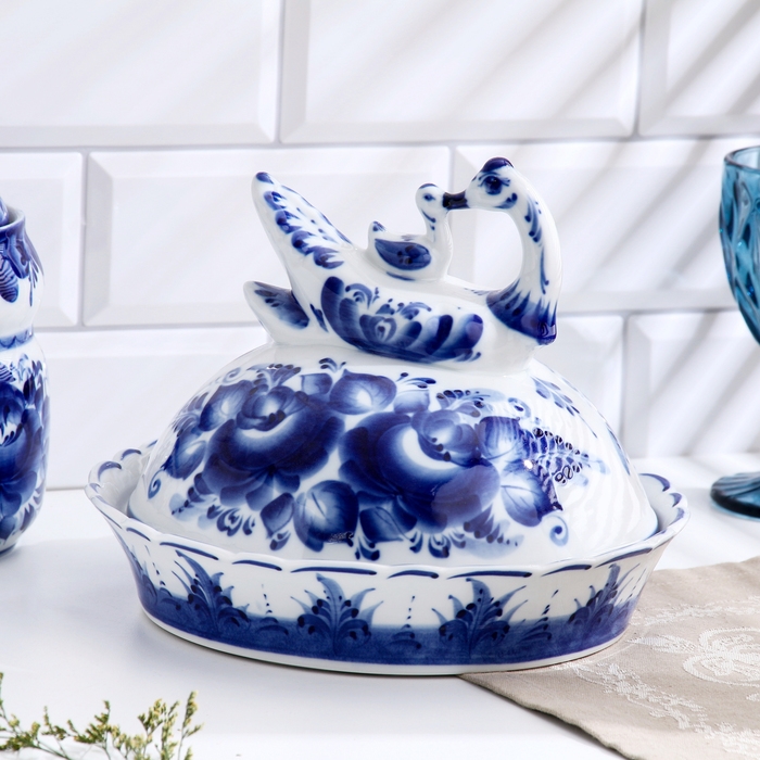 Блинница Блинница "Уточка", d-24см, h-20,5см, гжель, 1 сорт