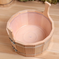 Шайка из ольхи, 12 л, двуручная, пластиковая вставка Шайка из ольхи, 12 л, двуручная, пластиковая вставка