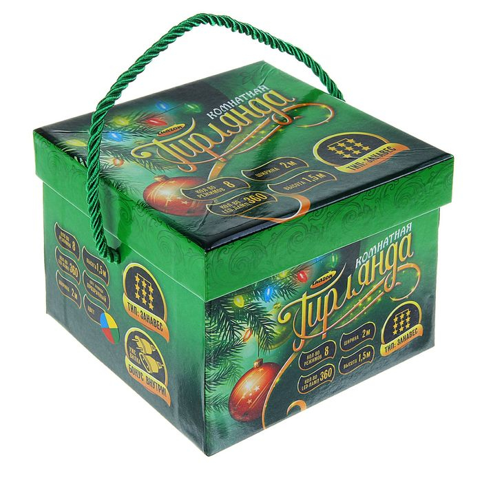 Гирлянда &laquo;Занавес&raquo; 2 &times; 1.5 м, IP20, прозрачная нить, 360 LED, свечение мульти, 8 режимов, 220 В