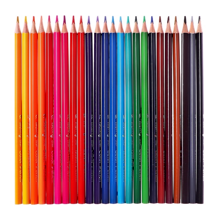 Карандаши 24 цвета, в металл тубусе, треугольные, деревянные, Морские обитатели,МИКС