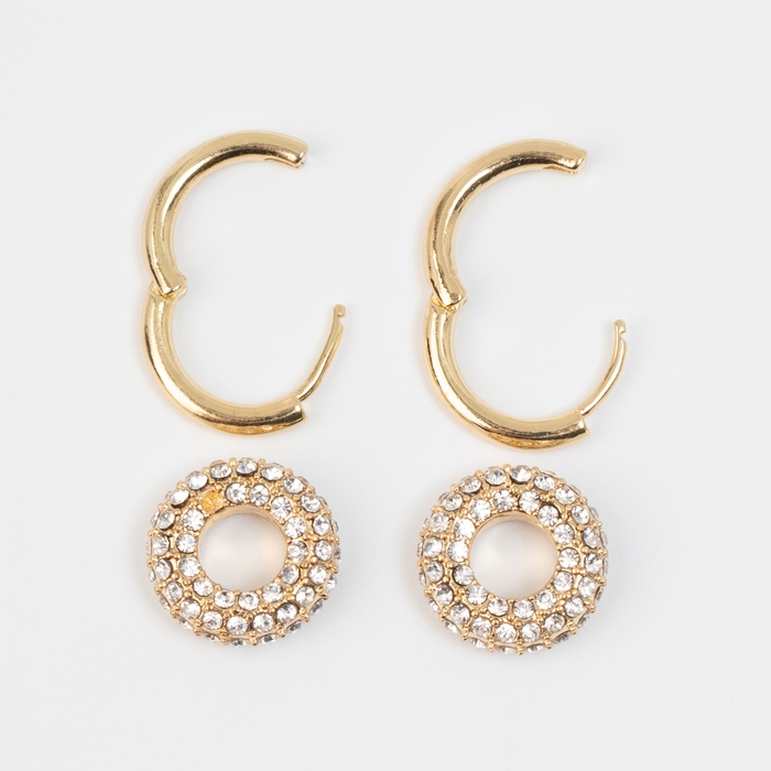 Серьги со съёмным элементом &laquo;Трансформер&raquo; круги, цвет золото с серебром