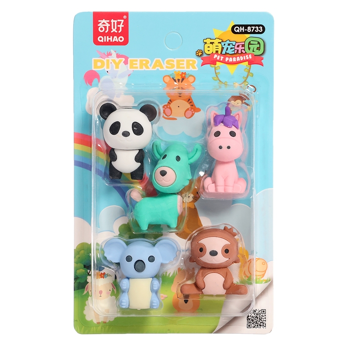 Игровой набор ластиков &laquo;Зверушки&raquo;, 5 шт., МИКС