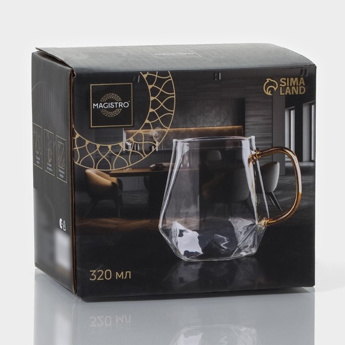 Кружка стеклянная Magistro &laquo;Льдинка&raquo;, 320 мл, 11&times;9&times;9,5 см