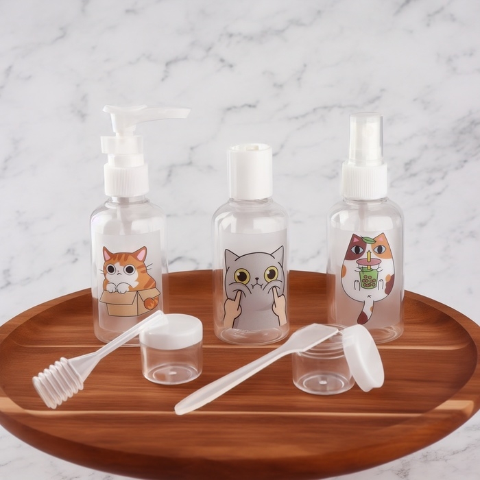 Набор для хранения с наклейками, в футляре, 7 предметов, цвет прозрачный/белый