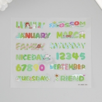 Наклейка пластик "Яркие надписи" МИКС набор 6 листов, лопатка и пинцет 15,5х13 см