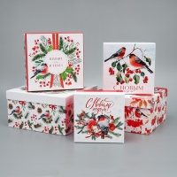 Набор подарочных коробк 5 в 1 &laquo;С Новым годом!&raquo;, 14 х 14 х 8 &ndash; 22 х 22 х 12 см, Новый год