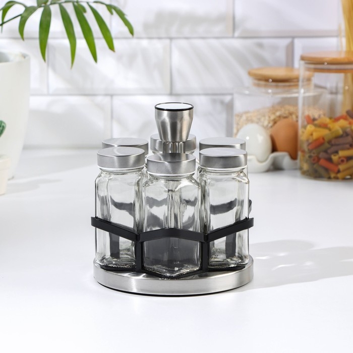 Набор для специй из стекла на подставке &laquo;Классика&raquo;, 6 шт