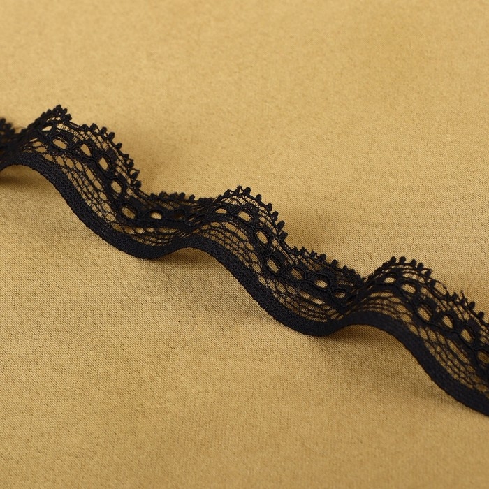 Кружево эластичное, 17 мм &times; 10 &plusmn; 1 м, цвет чёрный