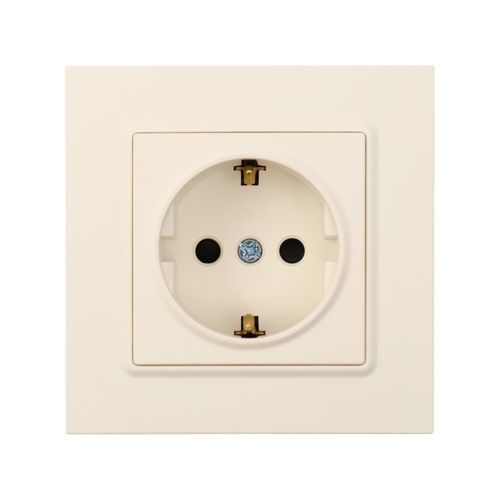 Розетка одноместная TOT Elegant, 16 А, скрытая, с з/к, бежевая