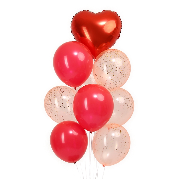 Букет из шаров &laquo;Сердце&raquo;, латекс, фольга, набор 9 шт.