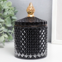 Шкатулка стекло "Ромбы и купол" чёрный с золотом 14х8,2х8,2 см Шкатулка стекло "Ромбы и купол" чёрный с золотом 14х8,2х8,2 см