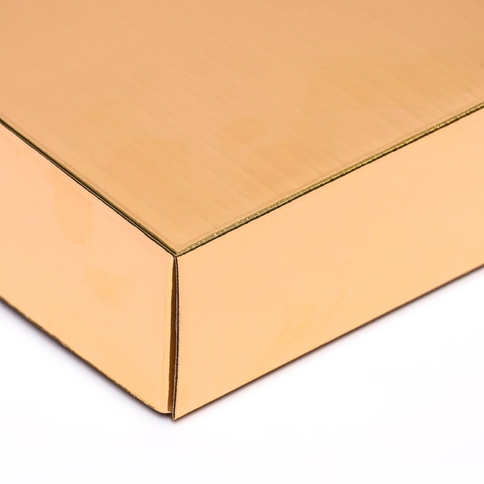 Коробка сборная, крышка-дно, золотая, 18 х 15 х 5 см