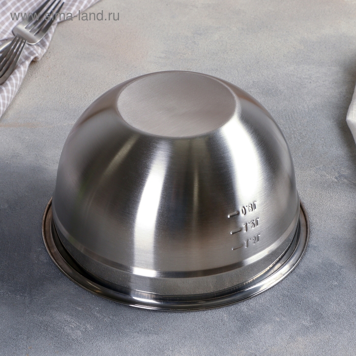 Миска из нержавеющей стали для миксера &laquo;Антибрызг&raquo;, 2 л, 22&times;12 см, с мерной шкалой, пластиковая крышка
