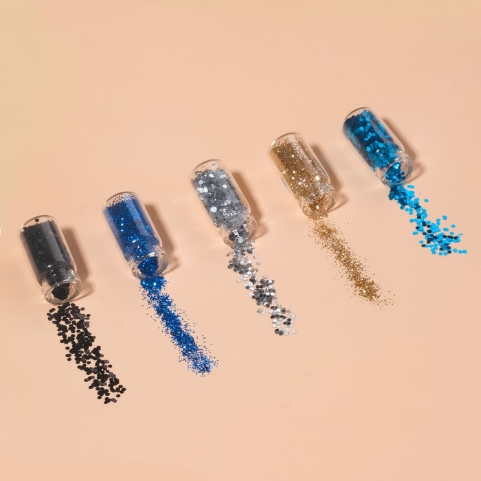 Блёстки для декора ногтей &laquo;Небесное мерцание&raquo;, набор 12 бутылочек, крупные/мелкие, разноцветные