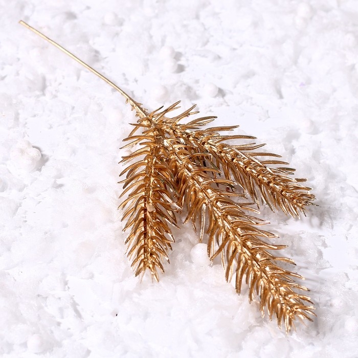 Декор &laquo;Веточка ели золотистая&raquo;, набор 2 шт., размер 1 шт. &mdash; 17 &times; 7 см