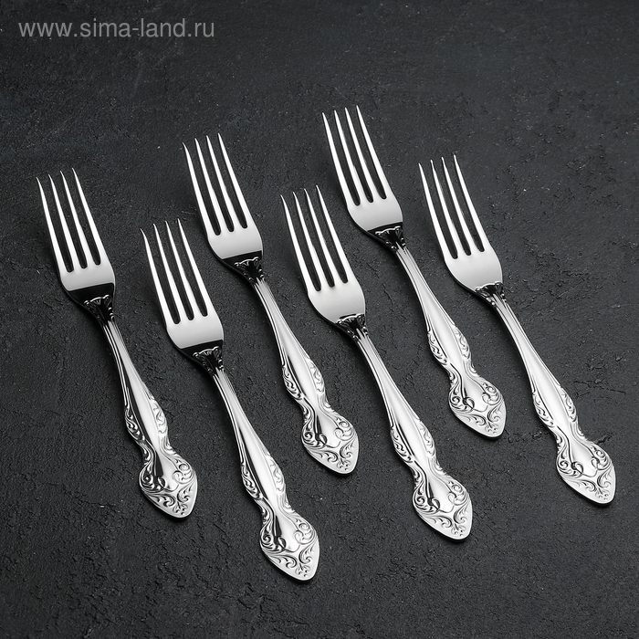 Набор столовых приборов «Славянка», 24 предмета, декоративная коробка, цвет серебряный Набор столовых приборов «Славянка», 24 предмета, декоративная коробка, цвет серебряный