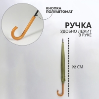 Зонт - трость полуавтоматический «Пастель», 16 спиц, R = 52/60 см, D = 120 см, цвет зелёный Зонт - трость полуавтоматический «Пастель», 16 спиц, R = 52/60 см, D = 120 см, цвет зелёный
