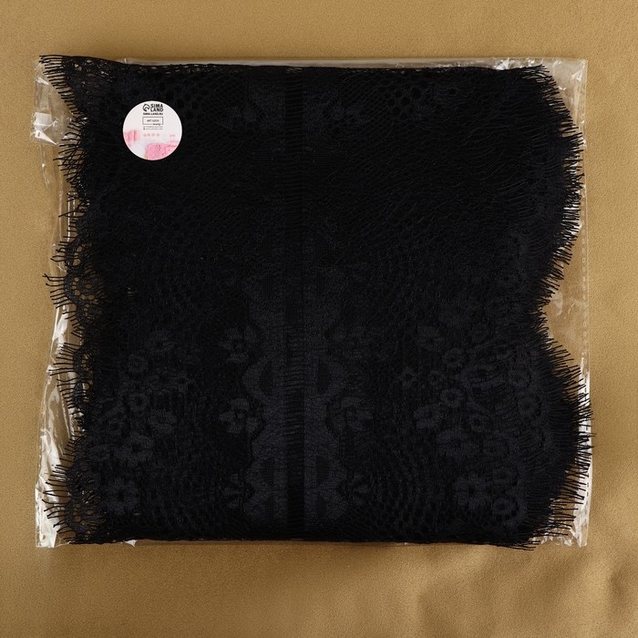 Кружево реснички, 190 мм &times; 3 &plusmn; 0,5 м, цвет чёрный