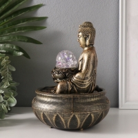 Фонтан настольный от сети, подсветка "Будда перед лотосом" 16х16х22 см
