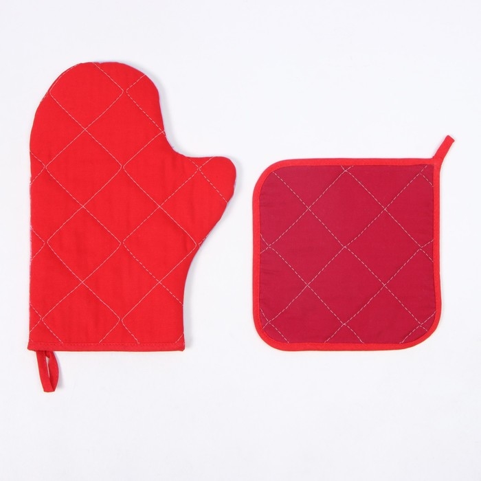 Новый год. Набор кухонный Этель "Волшебства": прихватка 19х19 см, варежка-прихватка 20х28 см, 100% хл