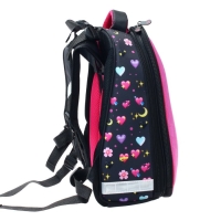 Рюкзак каркасный школьный 38 х 30 х 16 см, эргономичная спинка, Stavia "Белая собачка" мультиколор/розовый