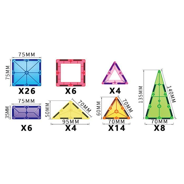 Конструктор магнитный &laquo;Геометрические фигуры&raquo;, 68 деталей