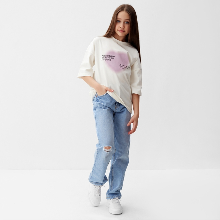 Футболка детская MINAKU  цвет молочный, рост 116 см