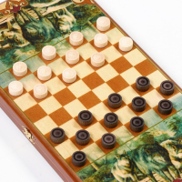 Нарды деревянные большие, настольная игра "Волк", 40 х 40 см, с шашками