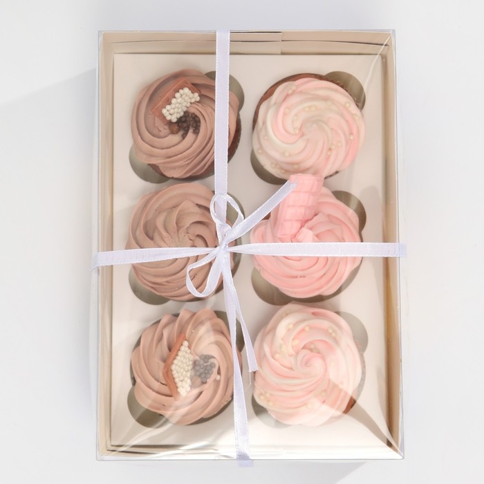 Коробка для капкейка, кондитерская упаковка, 6 ячеек &laquo;Люби себя&raquo;, 23 х 16 х 10 см