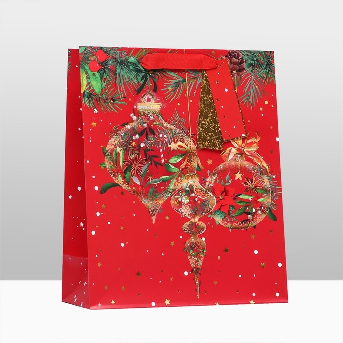 Новый год. Пакет подарочный "Новогодний привет ",люкс 26 х 32 х 12 см.