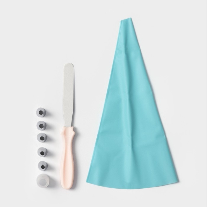 Набор кондитерский, 8 предметов: 5 насадок, адаптер, мешок, шпатель, насадки, цвет МИКС Набор кондитерский, 8 предметов: 5 насадок, адаптер, мешок, шпатель, насадки, цвет МИКС