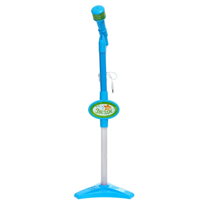 Микрофон на стойке &laquo;Новогодний подарок&raquo;, цвет голубой