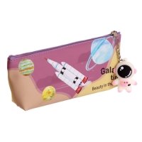 Пенал школьный на молнии, с подвеской, "Космос", МИКС