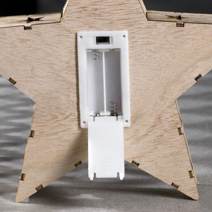 Светодиодная фигура &laquo;Звезда с оленем&raquo; 21 &times; 21 &times; 5 см, дерево, батарейки АААх2 (не в комплекте), свечение тёплое белое