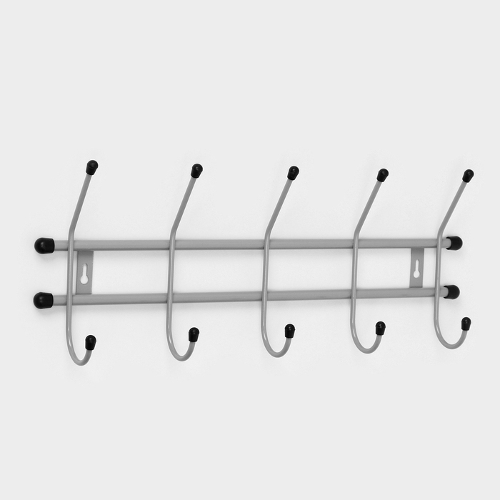 Вешалка настенная на 5 крючков &laquo;Стандарт 5&raquo;, 45&times;18&times;8 см, цвет серый металлик