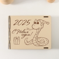 Новогодняя шкатулка "Змейка в шапке" 15х12х2 см