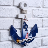 Вешалка интерьерная &laquo;Якорь&raquo;, 1 крючок, бело-синяя, 28 х 20 х 5 см
