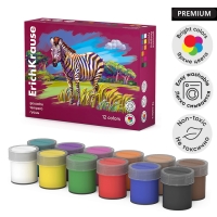 Гуашь 12 цветов х 20 мл, ErichKrause " Safari", с УФ защитой яркости, в картонной упаковке Гуашь 12 цветов х 20 мл, ErichKrause " Safari", с УФ защитой яркости, в картонной упаковке