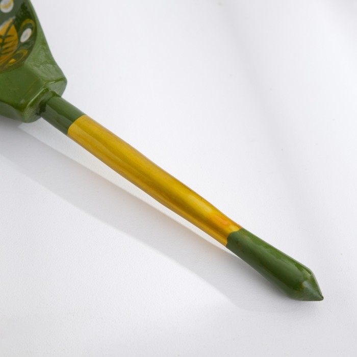 Ложка полубаская &laquo;Зеленая роспись&raquo;, ручная работа