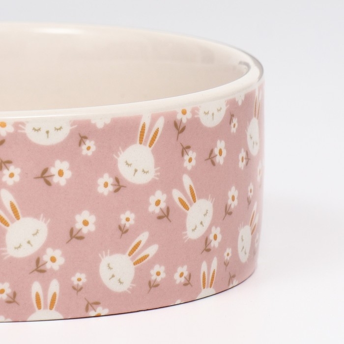 Миска керамическая "Крольчик" 300мл, 11,5 х 4,5 см, персиковая