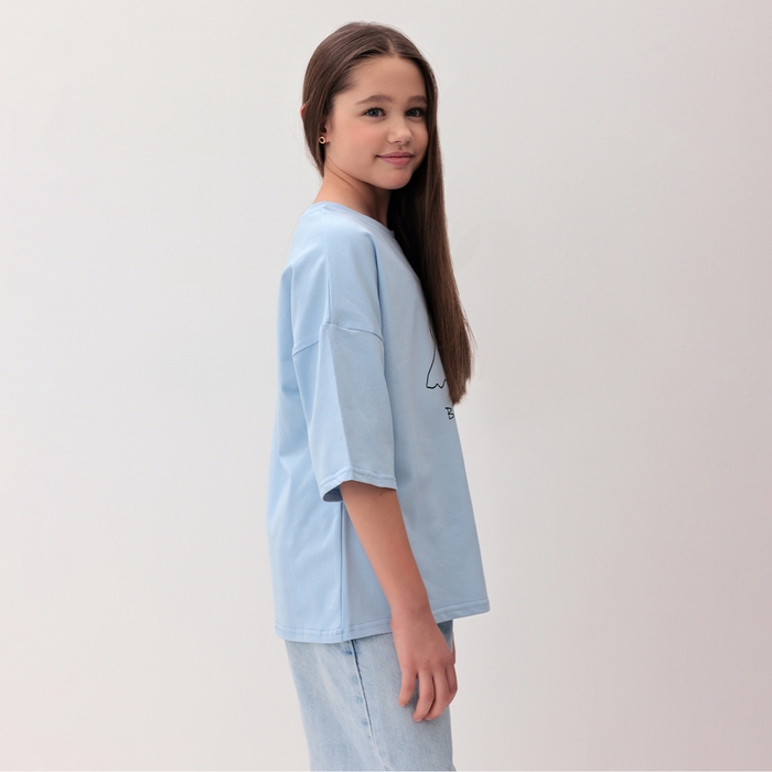 Футболка детская MINAKU: Exclusive print, цвет голубой, рост 116 см