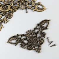 Уголок металл "Узорчатый" бронза набор 4 шт 4,5х4,5 см