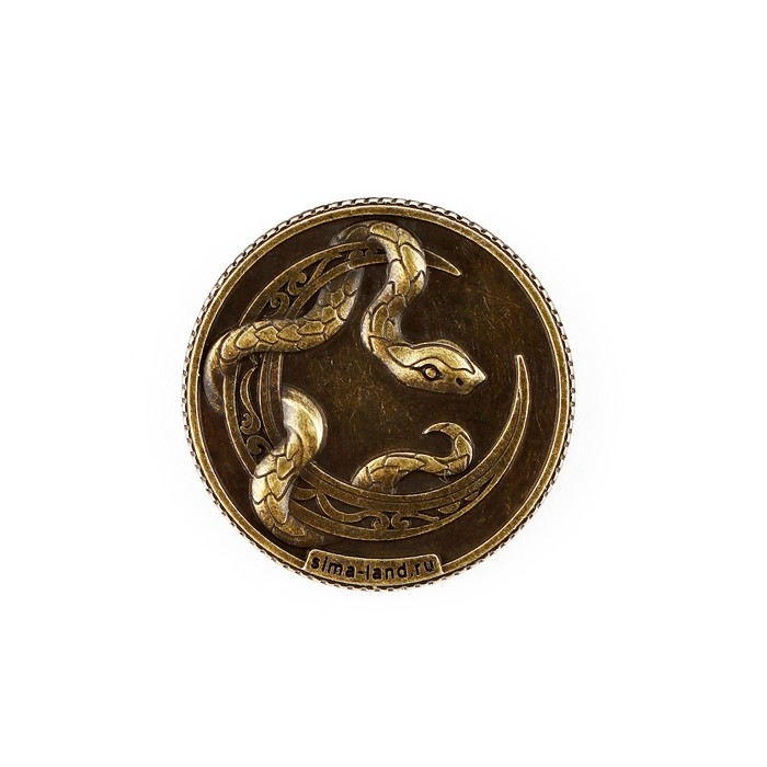 Монета новогодняя гороскоп, амулет 2025 &laquo;Новый год: Козерог&raquo;, латунь, диам. 2, 5 см