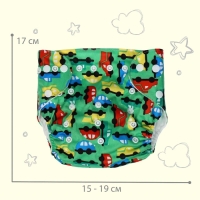 Трусики-подгузник, многоразовый &laquo;Машинки&raquo;, цвет зеленый, Крошка Я