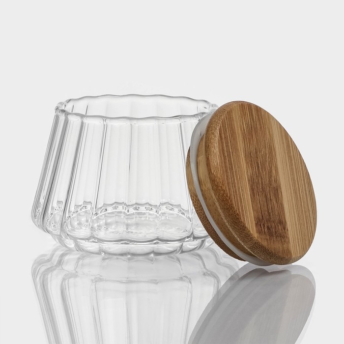 Банки стеклянные для хранения сыпучих продуктов BellaTenero &laquo;Эко&raquo;, 3 предмета, 14&times;22,5 см, с бамбуковой крышкой