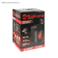 Термопот Sakura SA-335BF, 4.2 л, 750 Вт, 3 способа подачи воды, черный