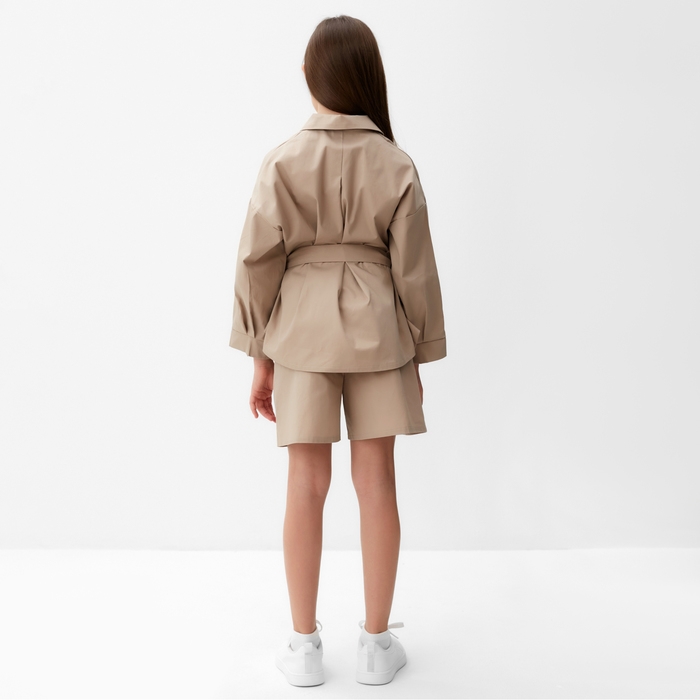 Костюм для девочки (Рубашка и шорты) MINAKU, цвет бежевый, рост 158 см