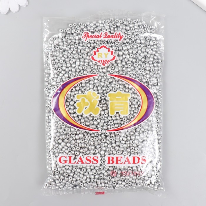 Бисер стекло 6/0 Бисер стекло 6/0 "Серебро" металлик 450 гр