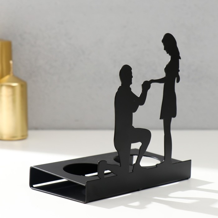 Подсвечник металл на 2 свечи Подсвечник металл на 2 свечи "Предложение" чёрный 12,5х12х6,8 см